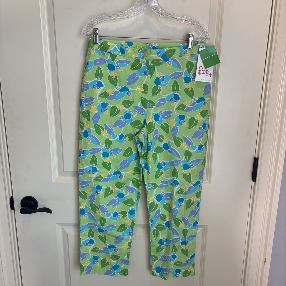 NWT  Vintage Lilly Pulitzer Palm Beach Too Jays Cotton Stretch Capri Pant Size 8